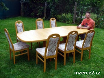 Jídelní stůl rozkládací až na 240 cm, 8 čalouněných židlí, jen jako komplet_1 321370_1.jpg