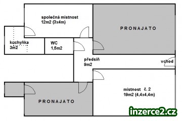 Pronájem 1x kancelář (19m2) + spol. místnost (12m2) + kuchyňka + soc. zař., Praha 10 (Hostivař)_1 451195_1.jpg