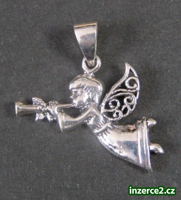 Anděl s trubkou - stříbrný přívěsek_1 46572_1.jpg